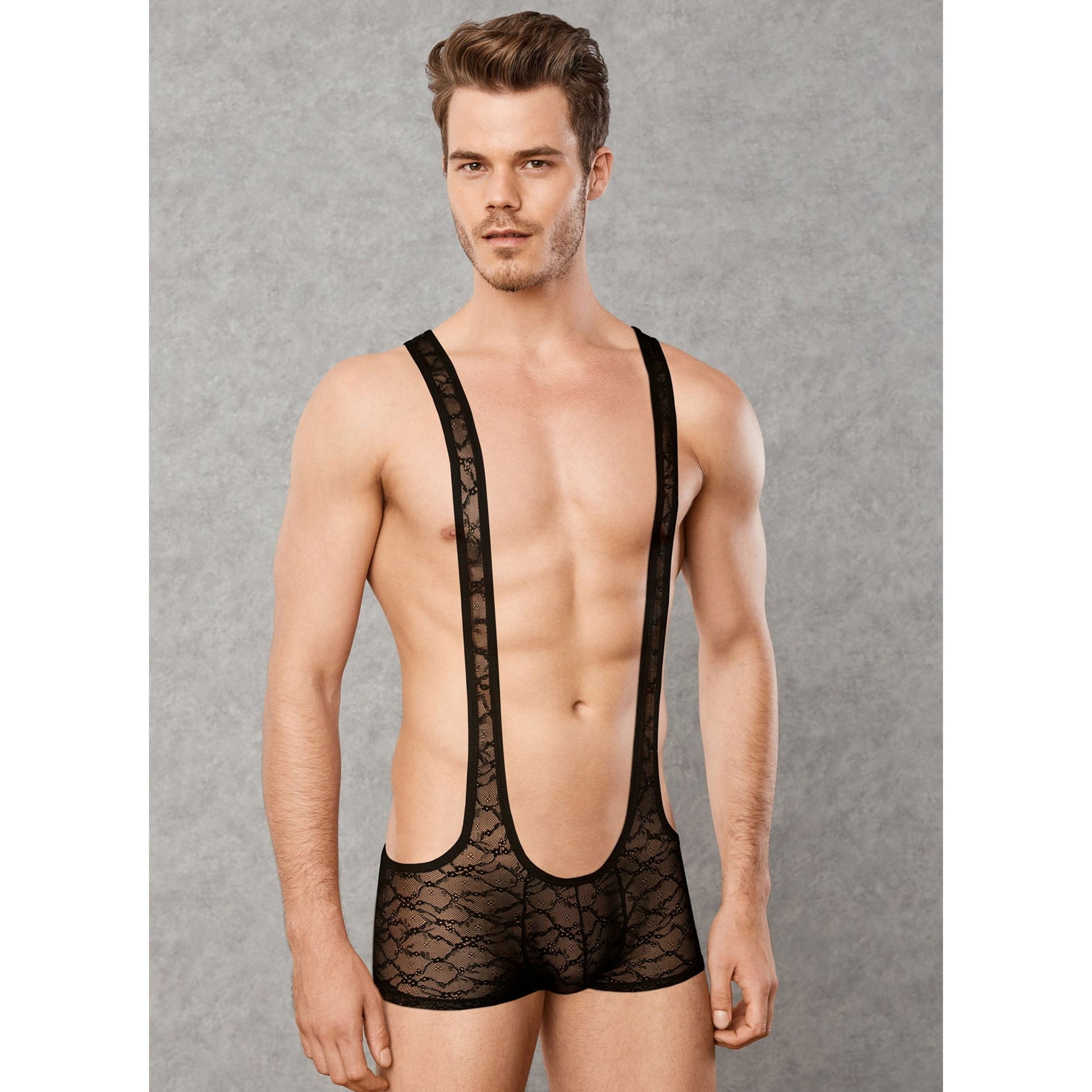 Men's Wrestling Jumpsuits - Gay Festival Outfit - Lace Boxer Bodysuit - Transparent Sexy Men Underwear - Leotard for Guys Body Suit