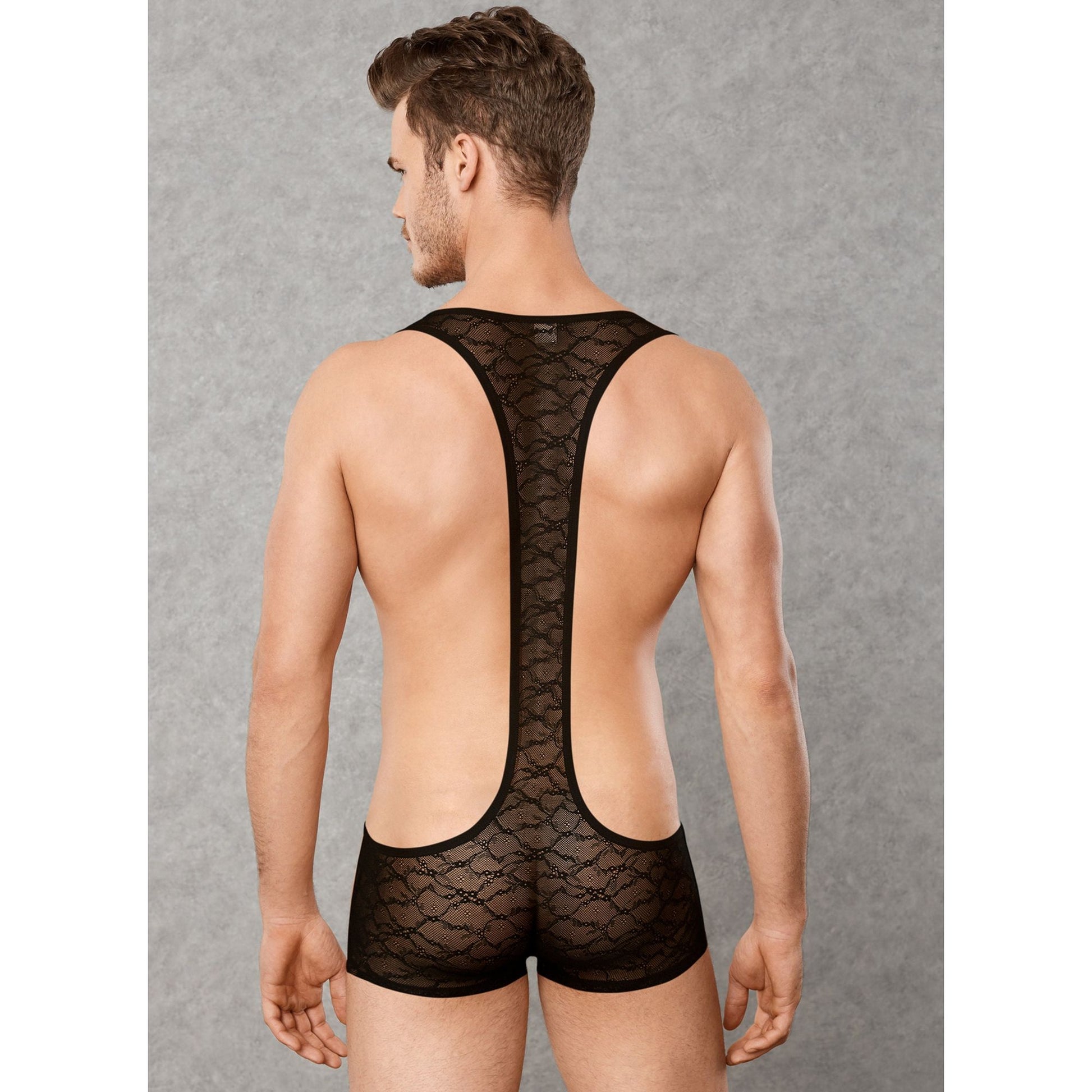 Men's Wrestling Jumpsuits - Gay Festival Outfit - Lace Boxer Bodysuit - Transparent Sexy Men Underwear - Leotard for Guys Body Suit