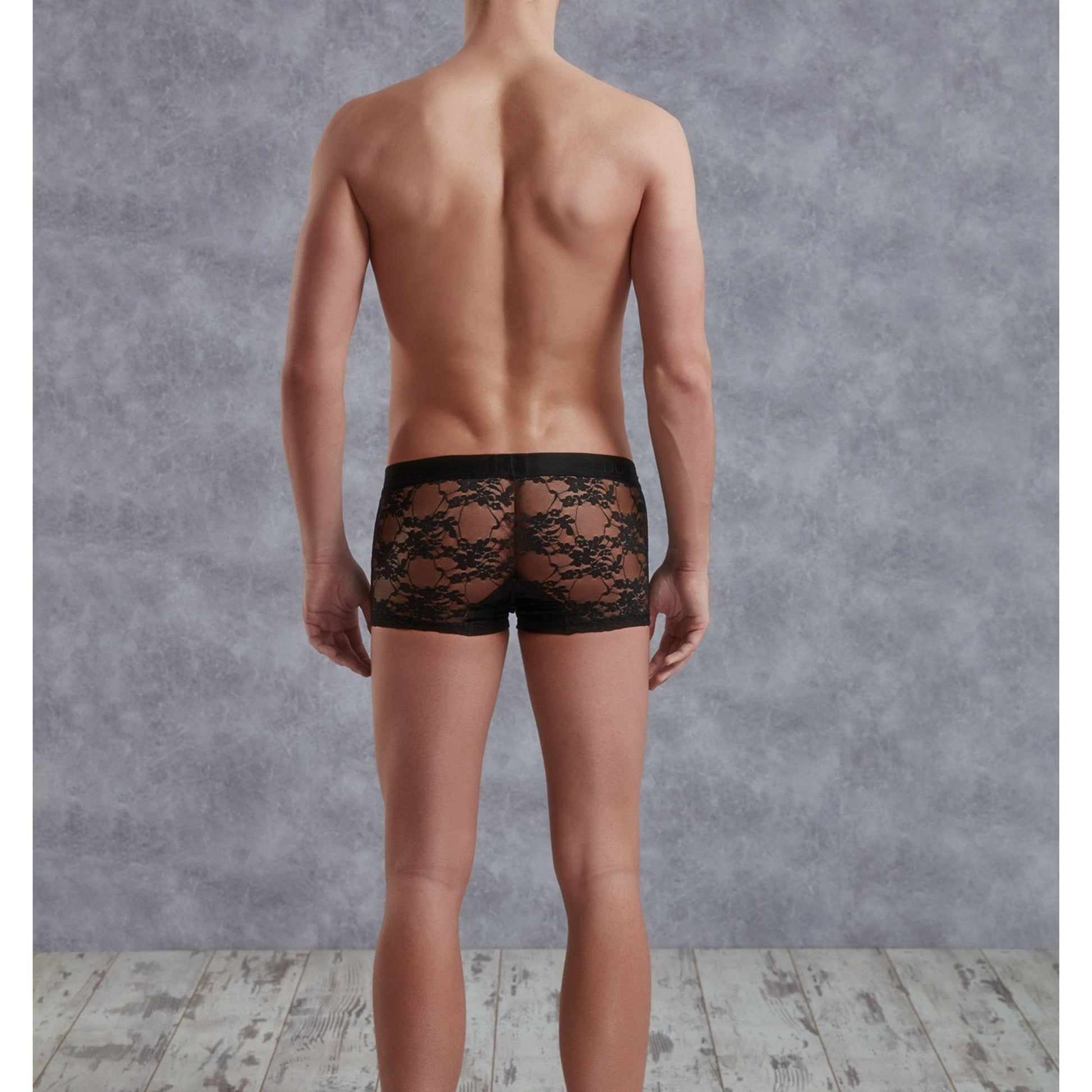 Men's Transparent Lace Boxer Panties - Black Transparent Fantasy Erotic Male See Thru Lingerie, Gay Sheer Underwear - Gift for Him