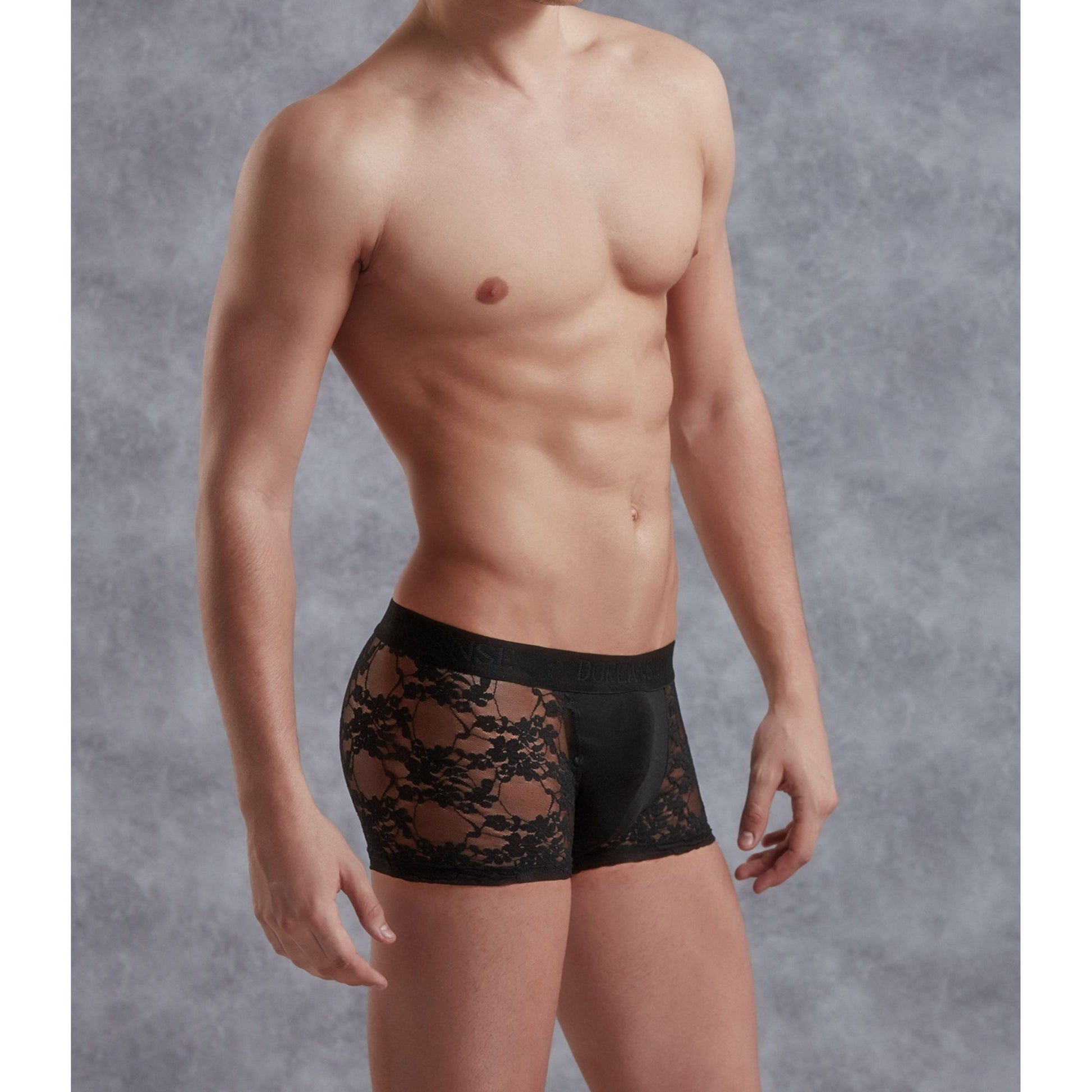Men's Transparent Lace Boxer Panties - Black Transparent Fantasy Erotic Male See Thru Lingerie, Gay Sheer Underwear - Gift for Him