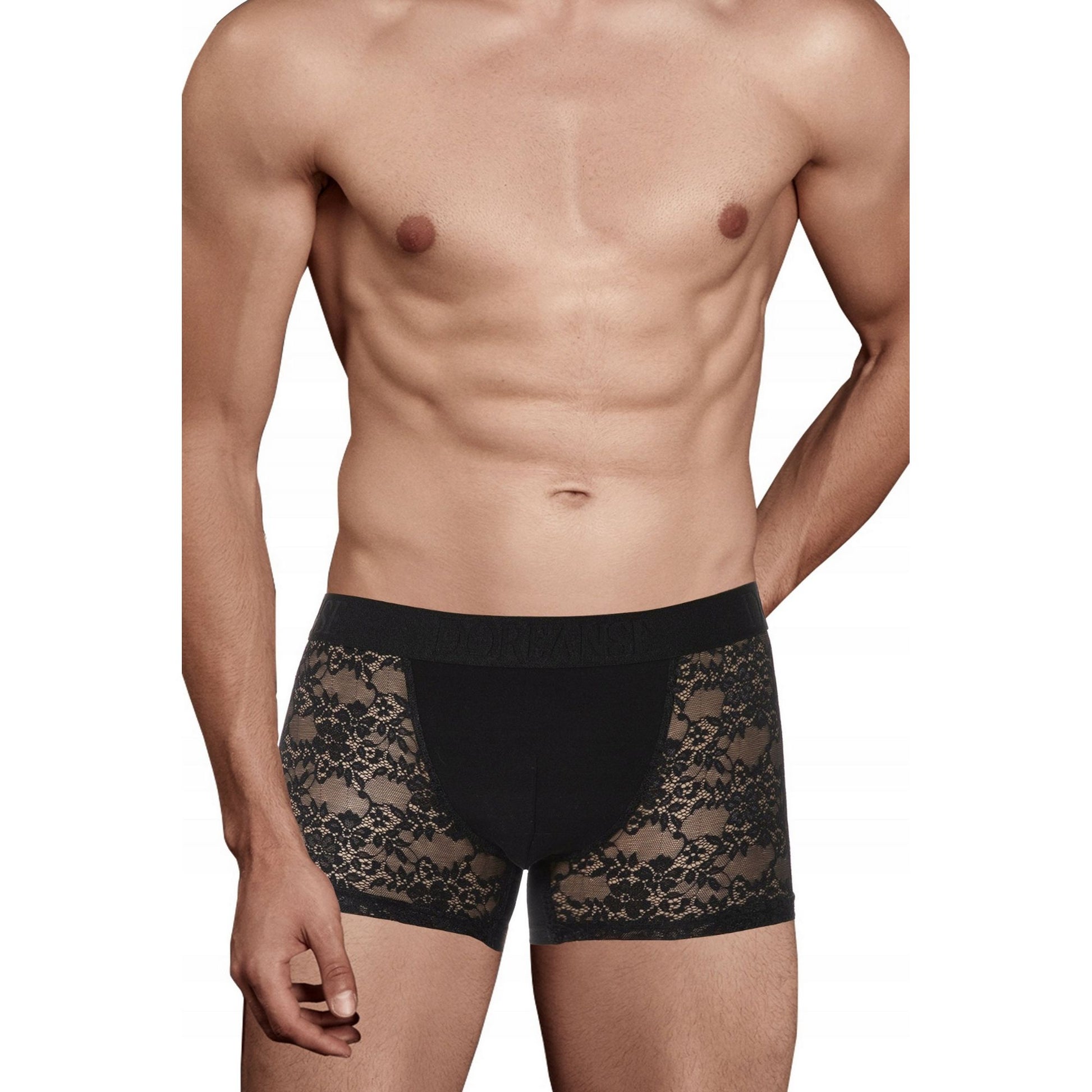 Men's Transparent Lace Boxer Panties - Black Transparent Fantasy Erotic Male See Thru Lingerie, Gay Sheer Underwear - Gift for Him