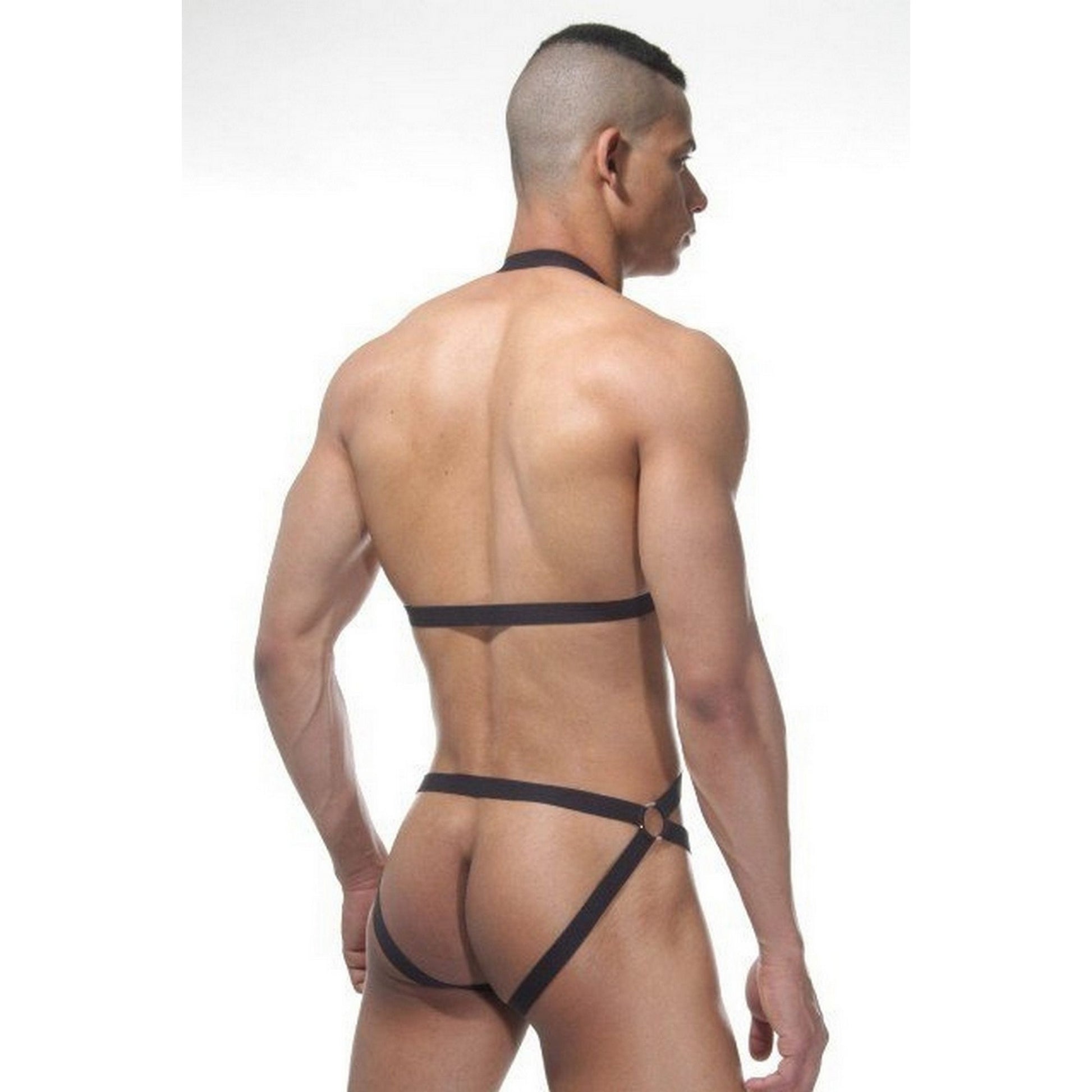 Men's Gladiator Role Play Harnesses Body Jockstrap - Black Backless Ouvert Cage Lingerie - Leather Harness for Gay Man - Gift for Him