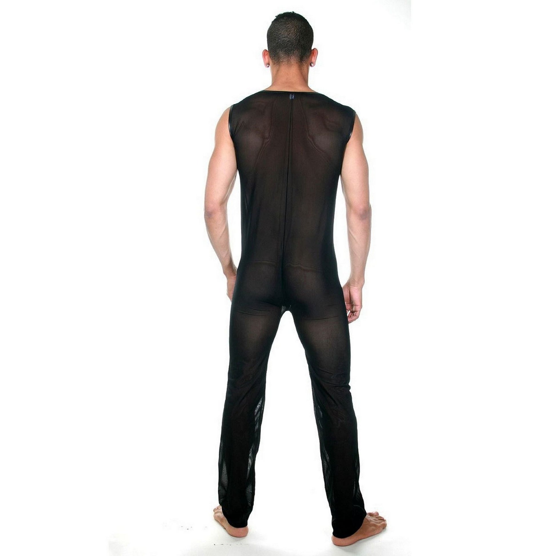 Men's See Through Sheer Jumpsuit - Sexy Black Transparent Bodysuit for Men - Sleeveless Jumpsuit - Gift for Him - Fast Shipping from USA