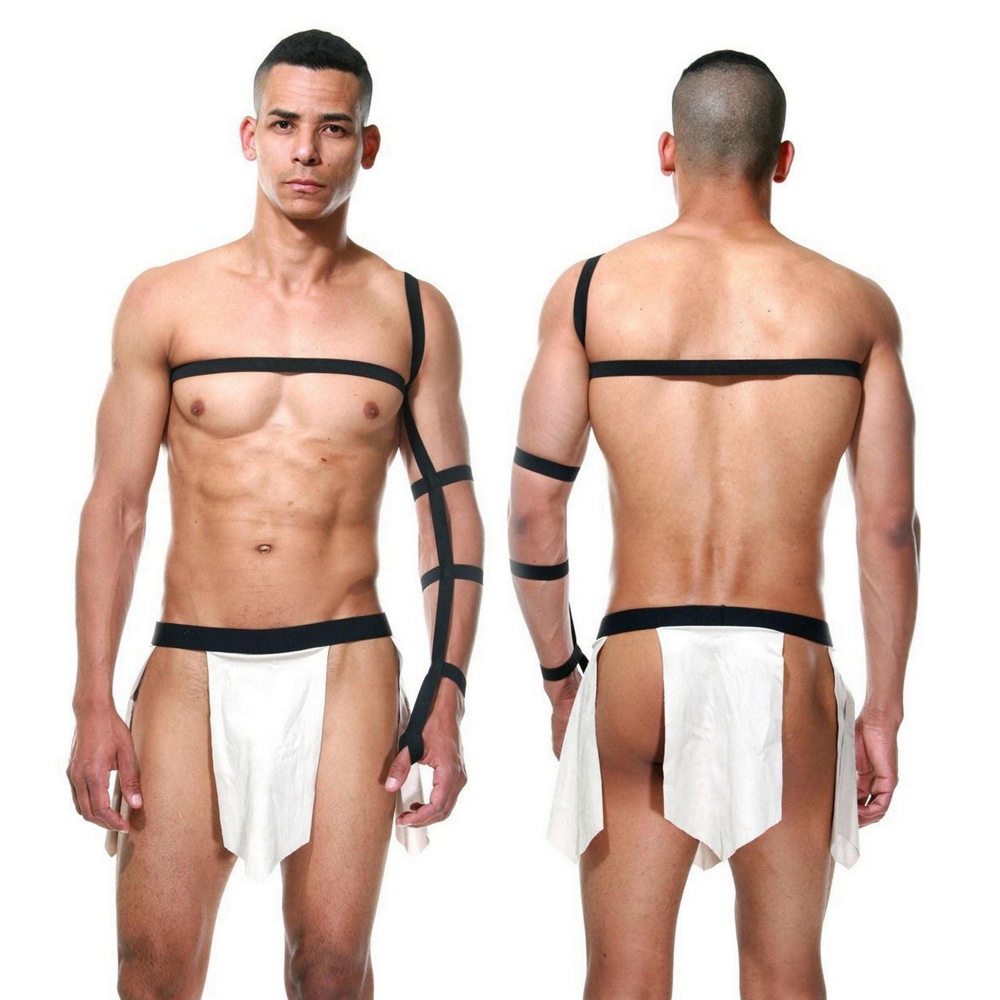 Gladiator Costume - Kilt For Men - Role Play Open Lingerie - Sexy Mens Costume - Tan Color Hot Costume - Soft Suede Fabric - See Through