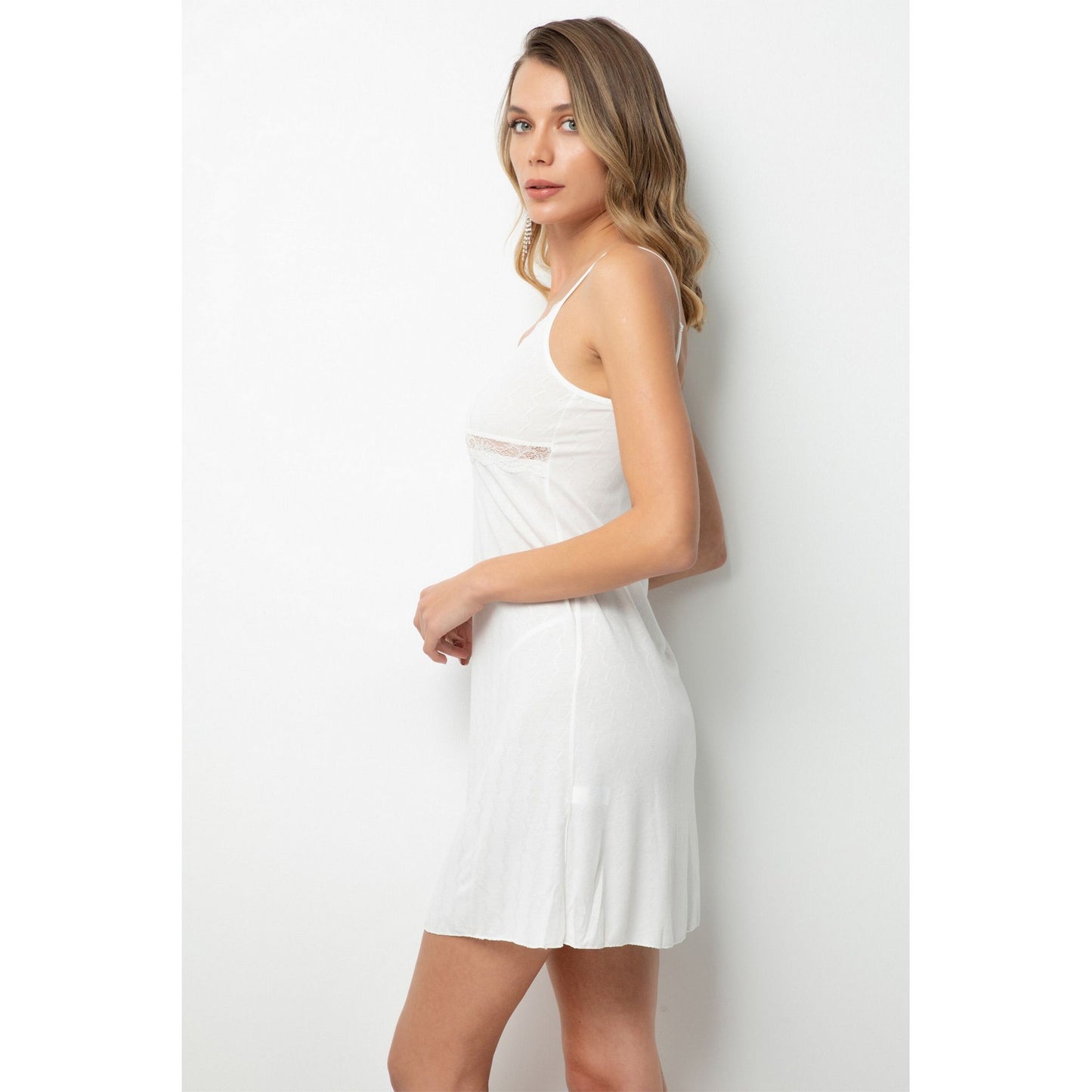 Soft Cotton Womens Nightgown Sleepwear Night Dress - Short White Combed Essentials Chemise Lingerie for Comfortable Sleep - Bridesmaid Gift