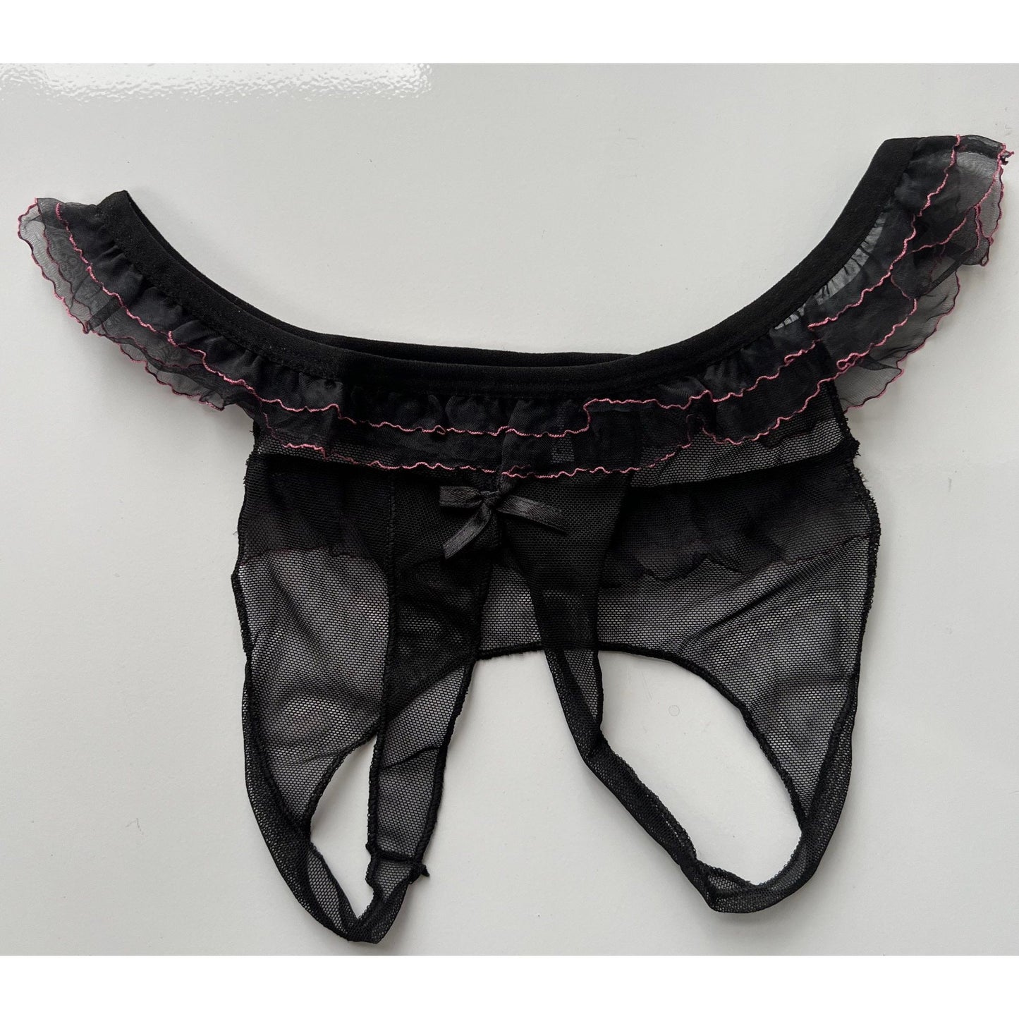 Women’s Sexy Crotchless Open Back Panties - Open Crotch Uncensored - Frilly Crotchless Panties - Sheer Tulle Ruffled Panties