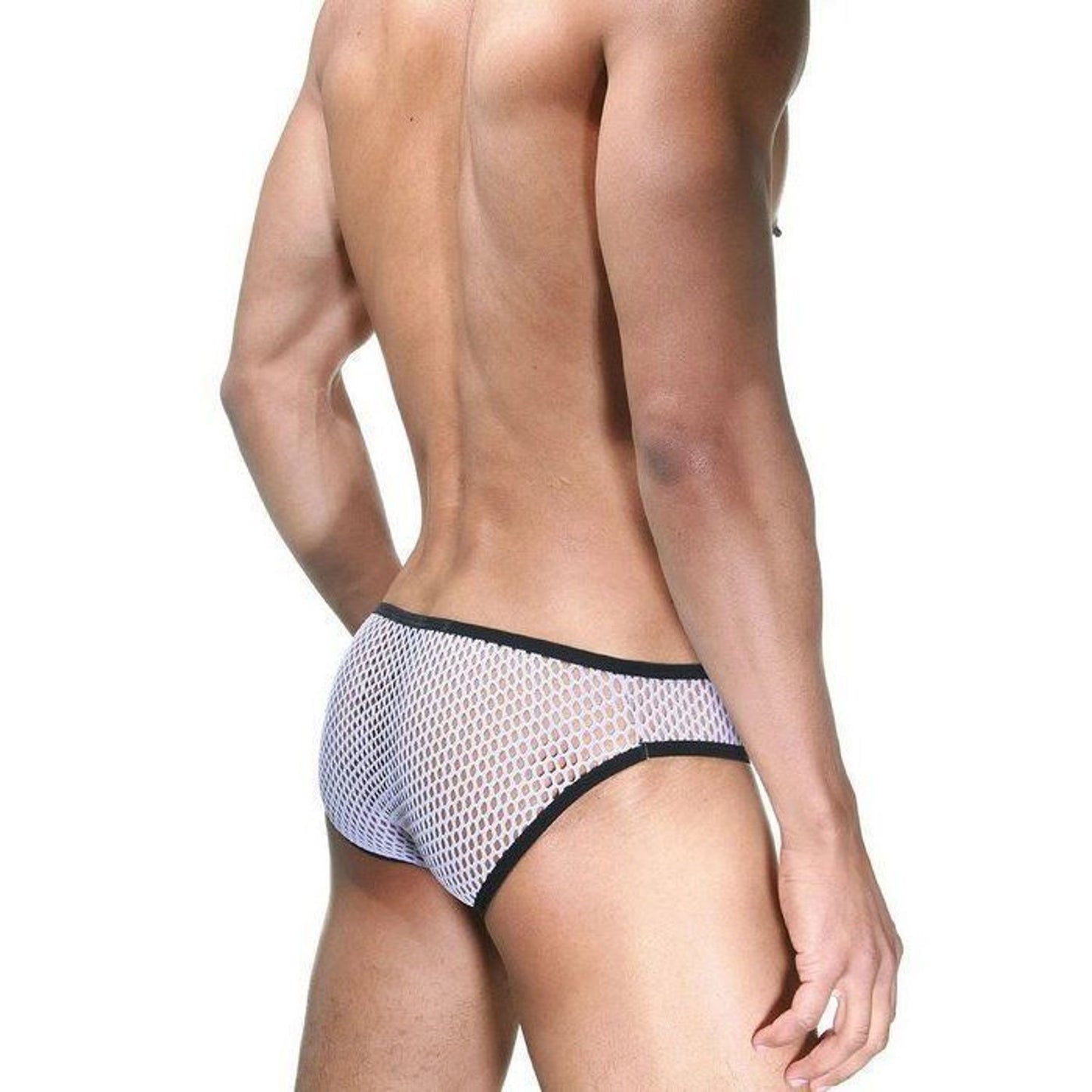 Everlasting Pleasure Black and White Fishnet Mens Briefs Underwear