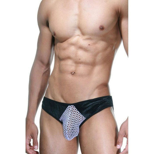 Everlasting Pleasure Black and White Fishnet Mens Briefs Underwear