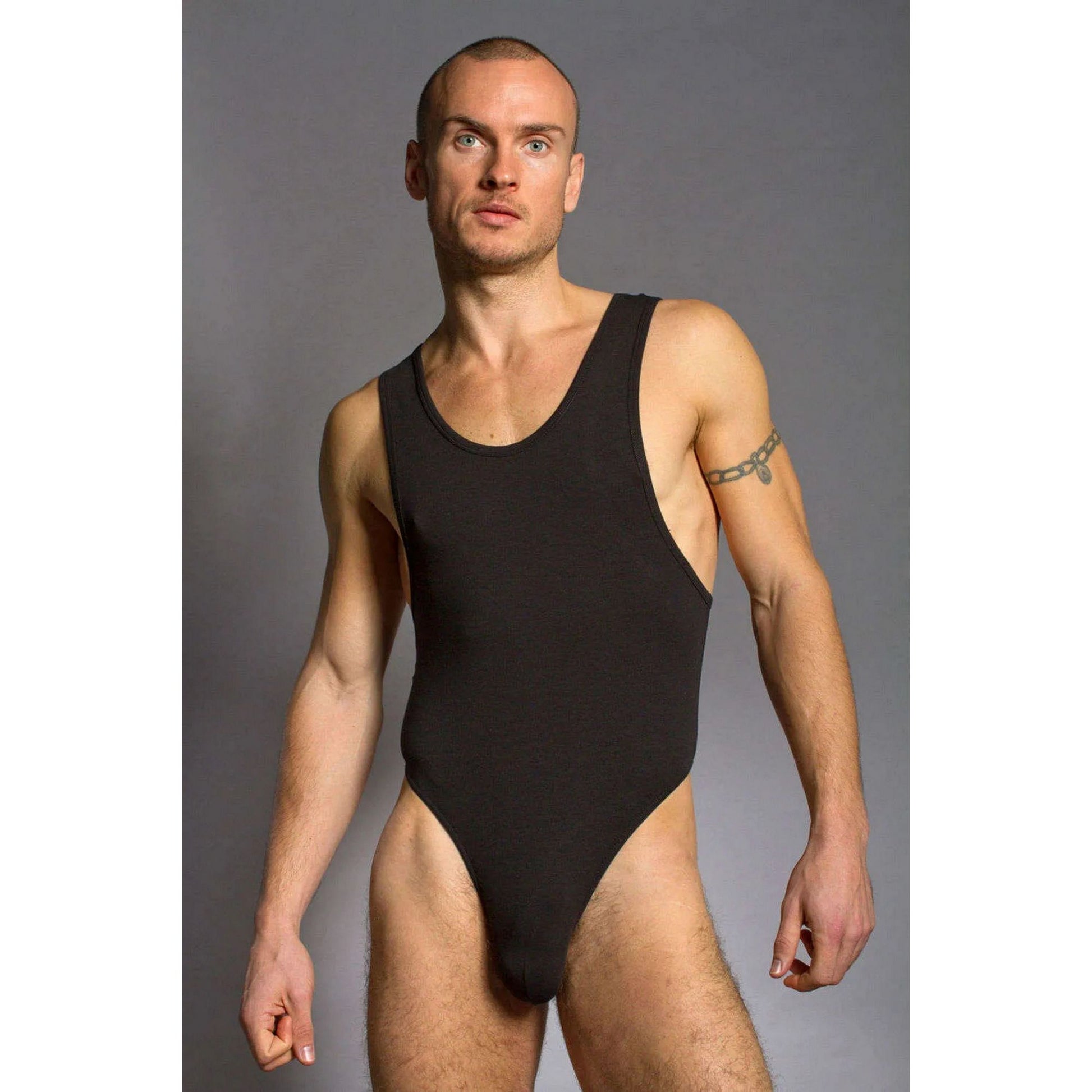 Men's Thong Bodysuit Sport Underwear - Sexy Wide Collar Snap Button - Sexy Mens Body Underwear - Perfect Gift for Him