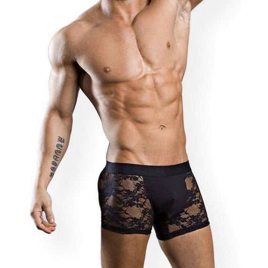 Men's Transparent Lace Boxer Panties - Black Transparent Fantasy Erotic Male See Thru Lingerie, Gay Sheer Underwear - Gift for Him