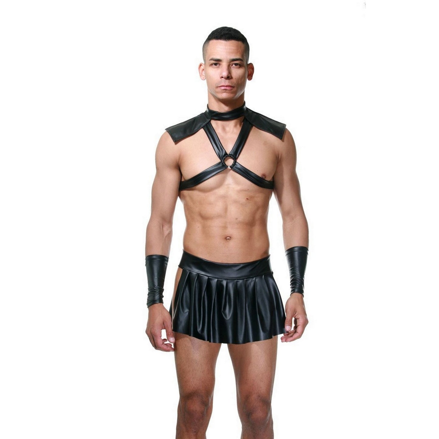 Sexy Gladiator Costume - Mens Lingerie Bodysuit - Black Warrior Skirt - Role Play Costume - Sexy Mens Lingerie - Gay Pride - Open Crotch