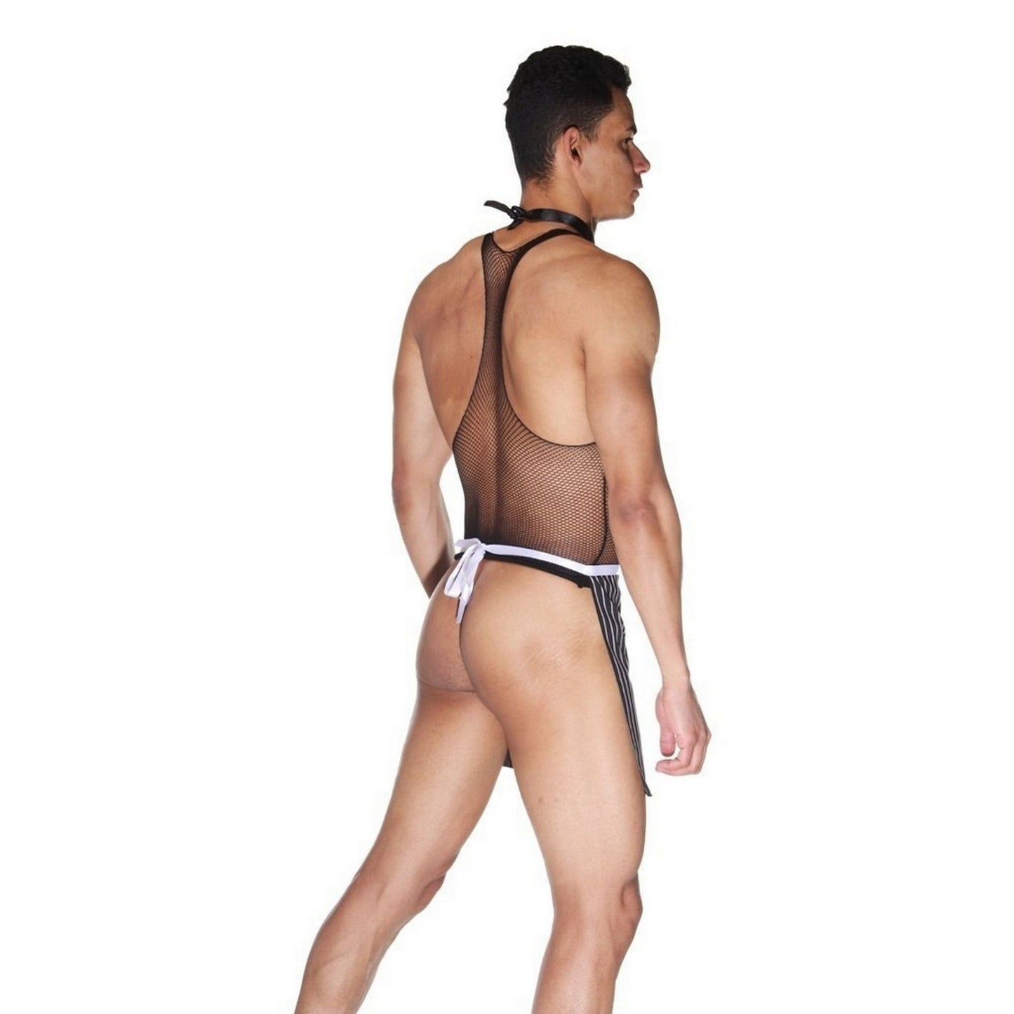 Butler Beefcake Waiter Costume - Men's Role Play Lingerie - Mens Transparent Open Back Sexy - Gay Man Costume Underwear