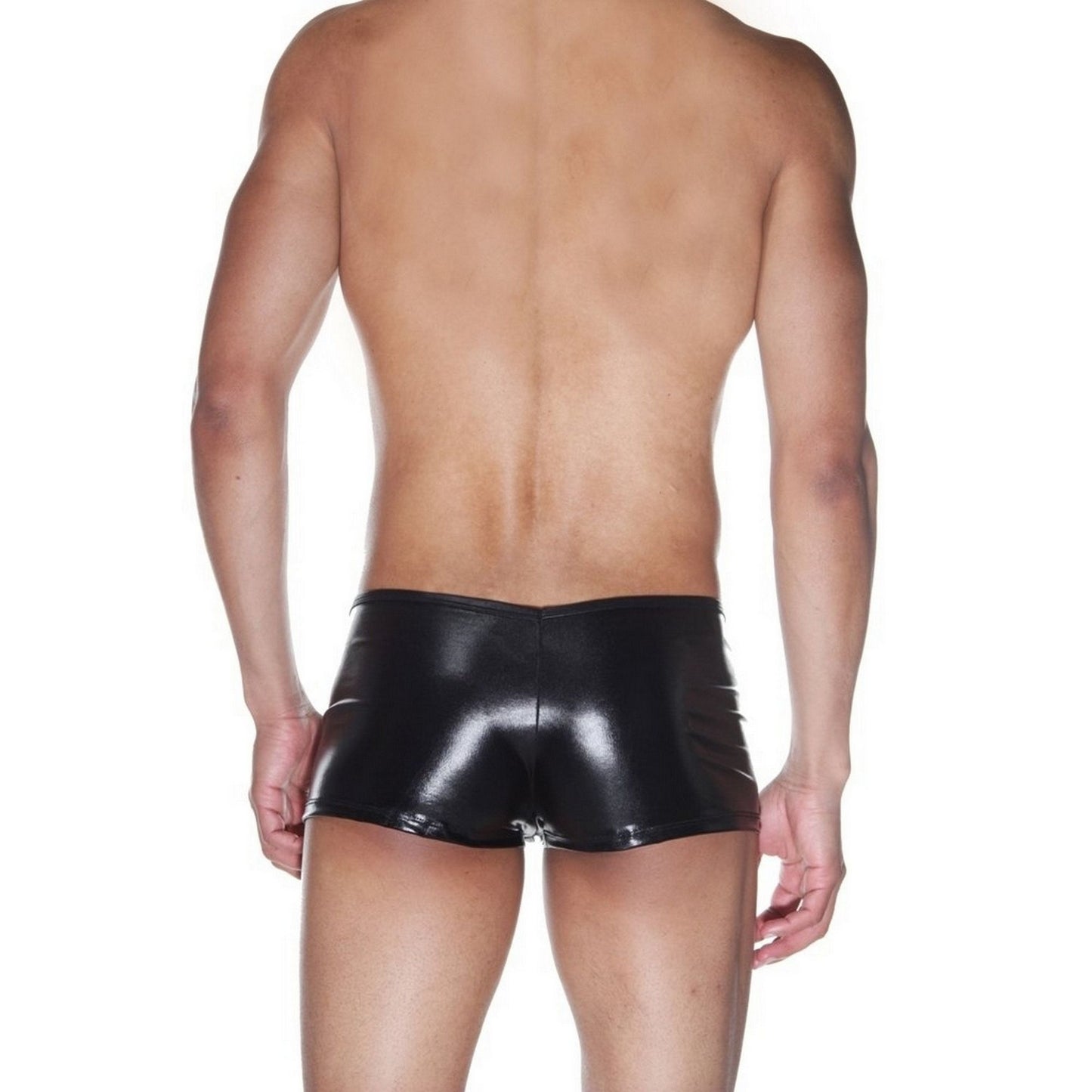 Black Zippered Boxer Lacquer Leather - Men's Tight Sexy Panties Underwear - Festival, LGBT Pride Boxer