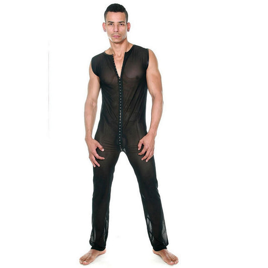 Men's See Through Sheer Jumpsuit - Sexy Black Transparent Bodysuit for Men - Sleeveless Jumpsuit - Gift for Him - Fast Shipping from USA