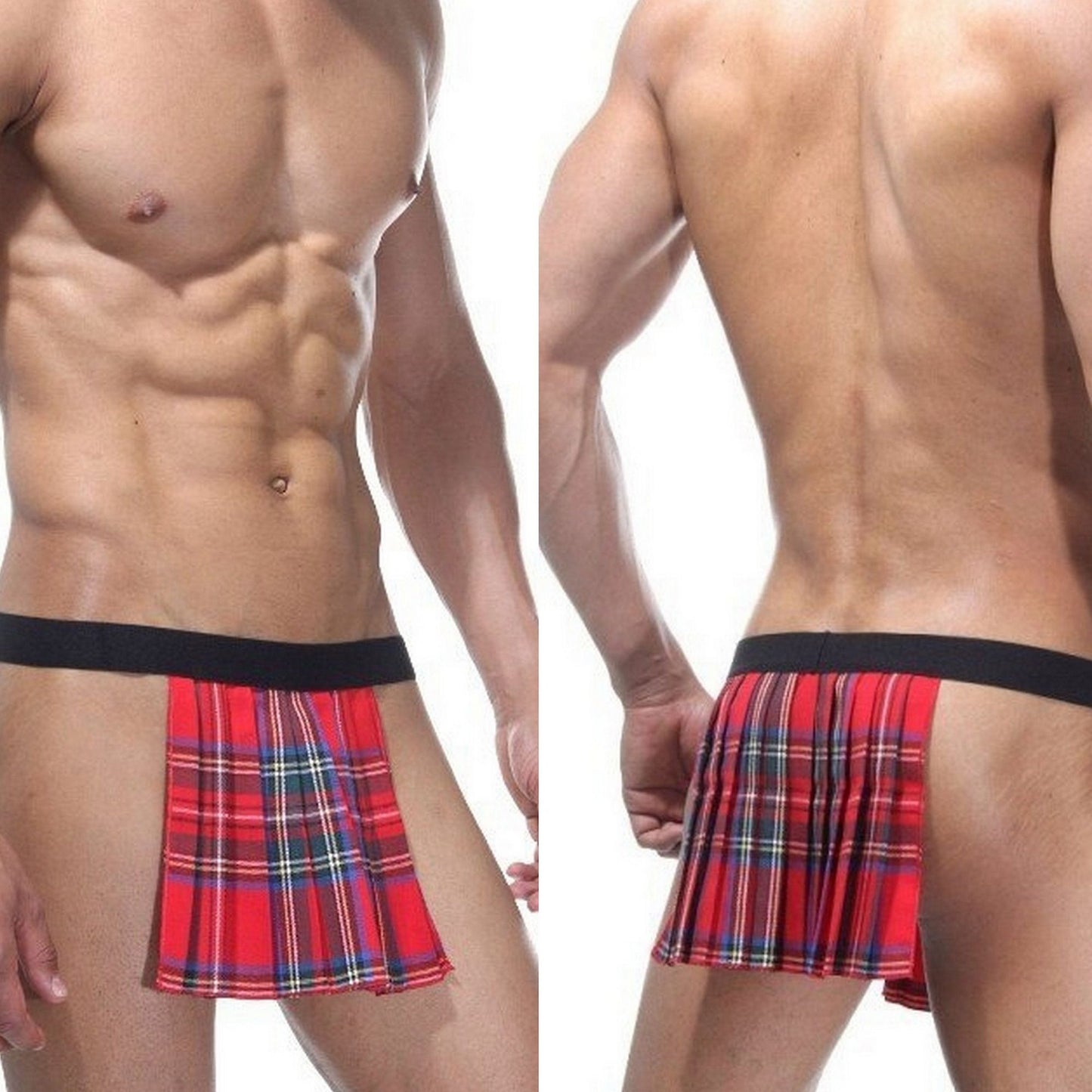 Men's Jockstrap Scottish Kilt Costume - Sexy Men Role Play Crotchless Mens Underwear - Perfect Gift for LGBTQ Pride and Festival Clothing