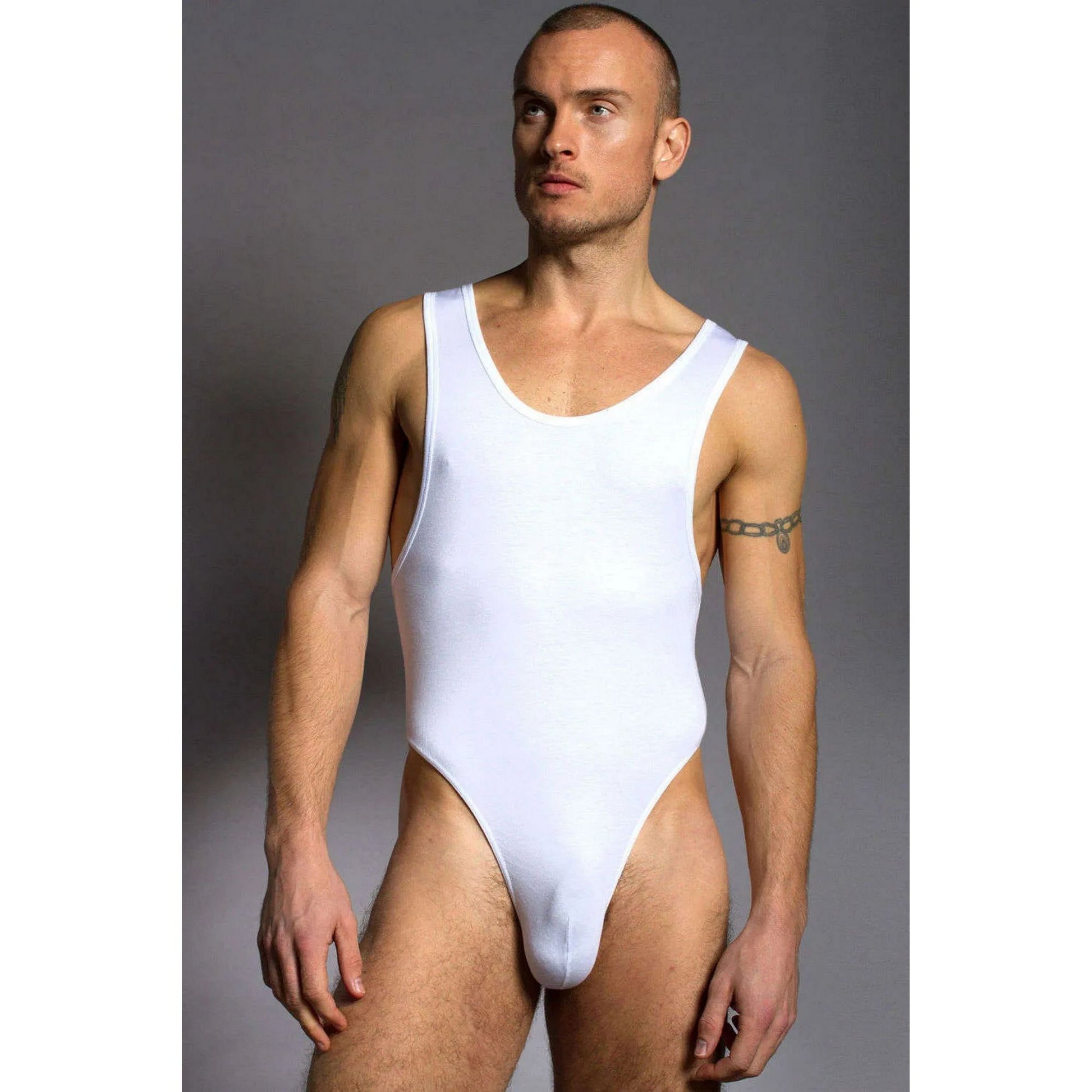 Men's Thong Bodysuit Sport Underwear - Sexy Wide Collar Snap Button - Sexy Mens Body Underwear - Perfect Gift for Him