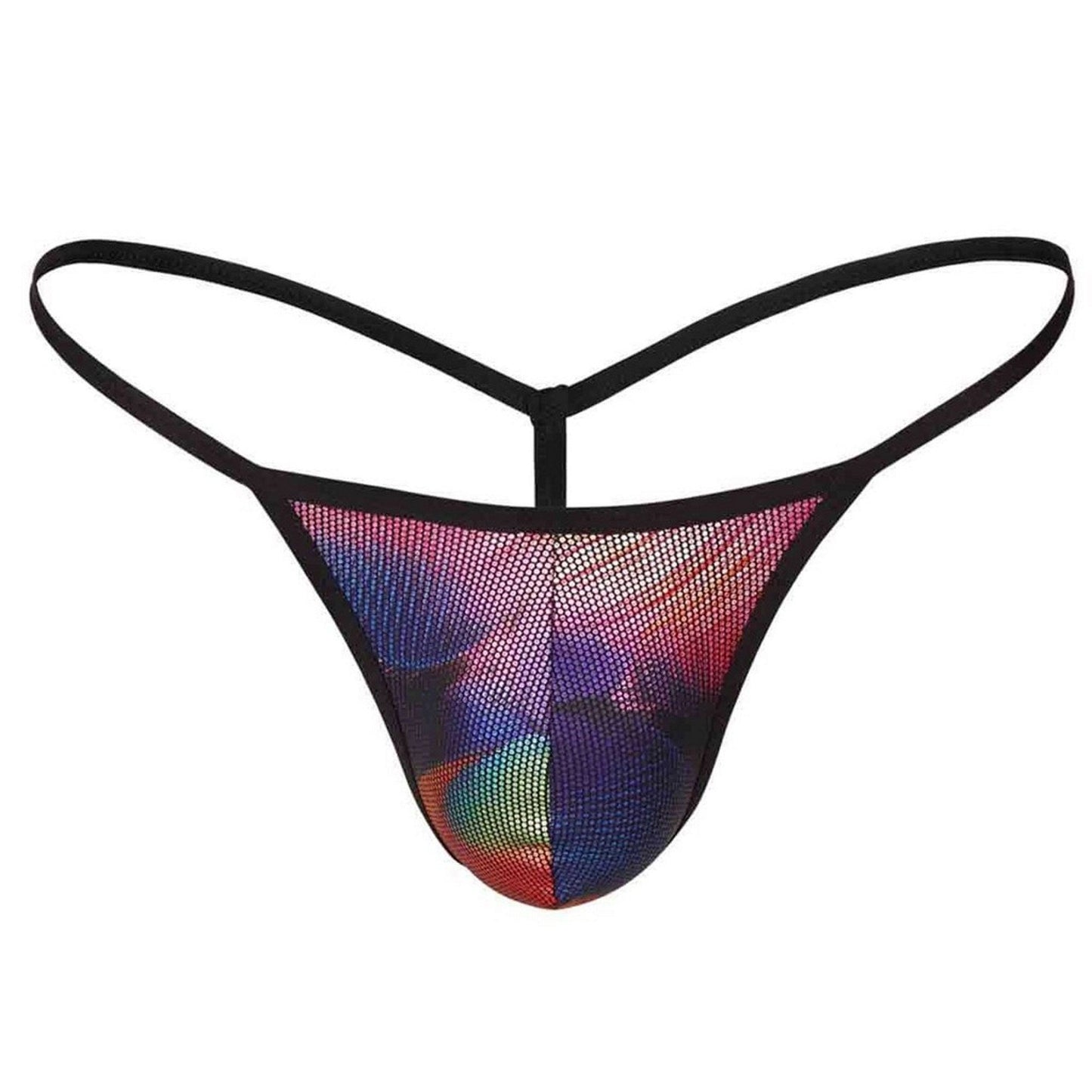 Sexy G-String Mens Dancer Thong Underwear Male Slip Spots - Disco Rainbow Nightclub - New Clubs Shiny Silver - Phoenix Sexy Multicolour