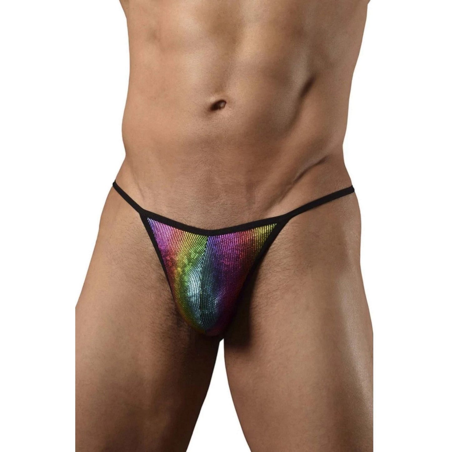 Sexy G-String Mens Dancer Thong Underwear Male Slip Spots - Disco Rainbow Nightclub - New Clubs Shiny Silver - Phoenix Sexy Multicolour