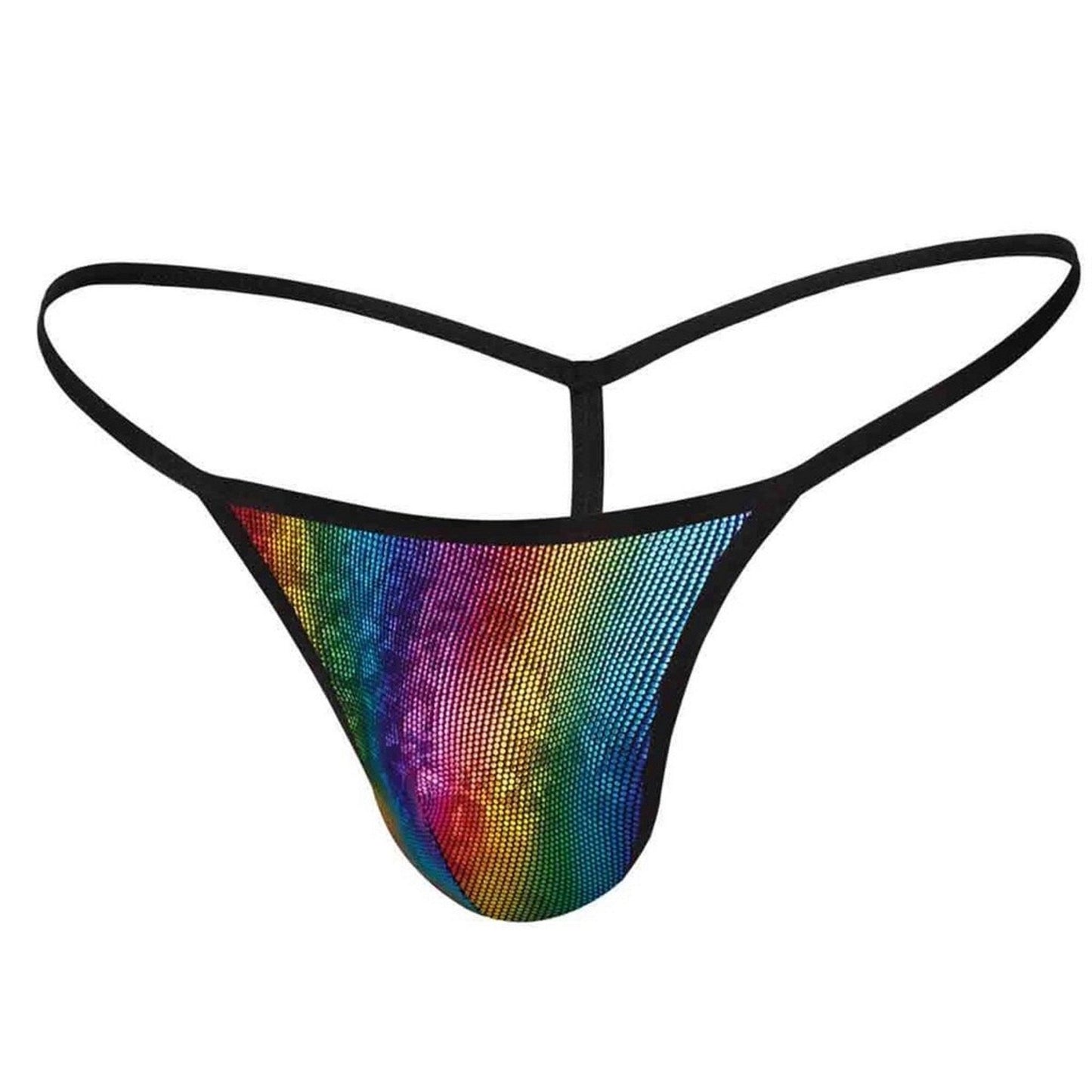 Sexy G-String Mens Dancer Thong Underwear Male Slip Spots - Disco Rainbow Nightclub - New Clubs Shiny Silver - Phoenix Sexy Multicolour