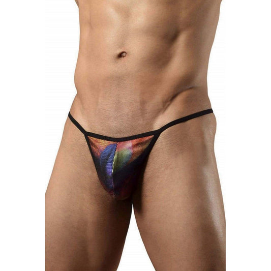 Sexy G-String Mens Dancer Thong Underwear Male Slip Spots - Disco Rainbow Nightclub - New Clubs Shiny Silver - Phoenix Sexy Multicolour