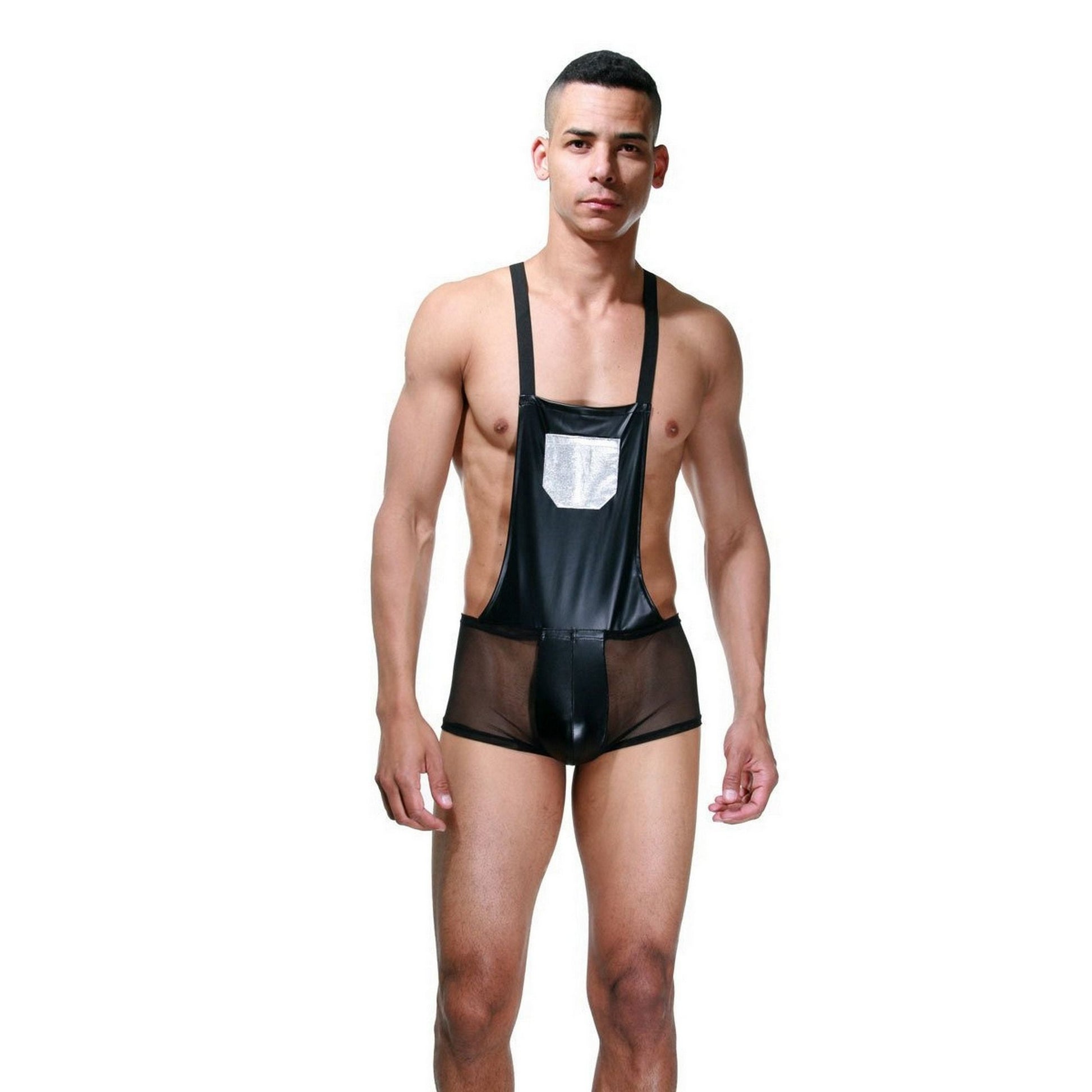 Men's Gardener Costume Role Play - Sexy Gay Man Underwear - See Through Lingerie Leather Look Tulle Shiny Fabric - Perfect Gift for Him