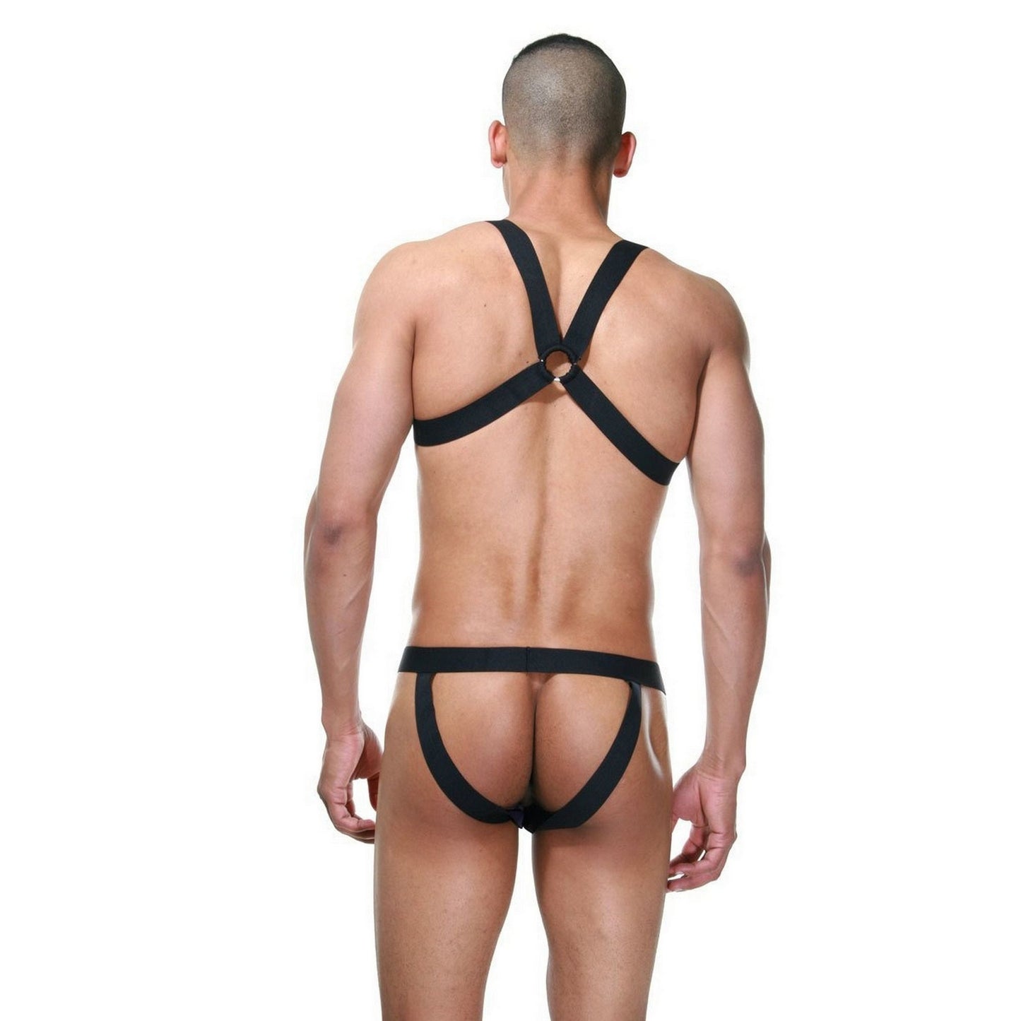 Mens Backless Jock - Cage Body Harness Ouvert Lingerie - Leather Rubber Gladiator Costume - Sexy Men Underwear Role Play Costume Jockstrap