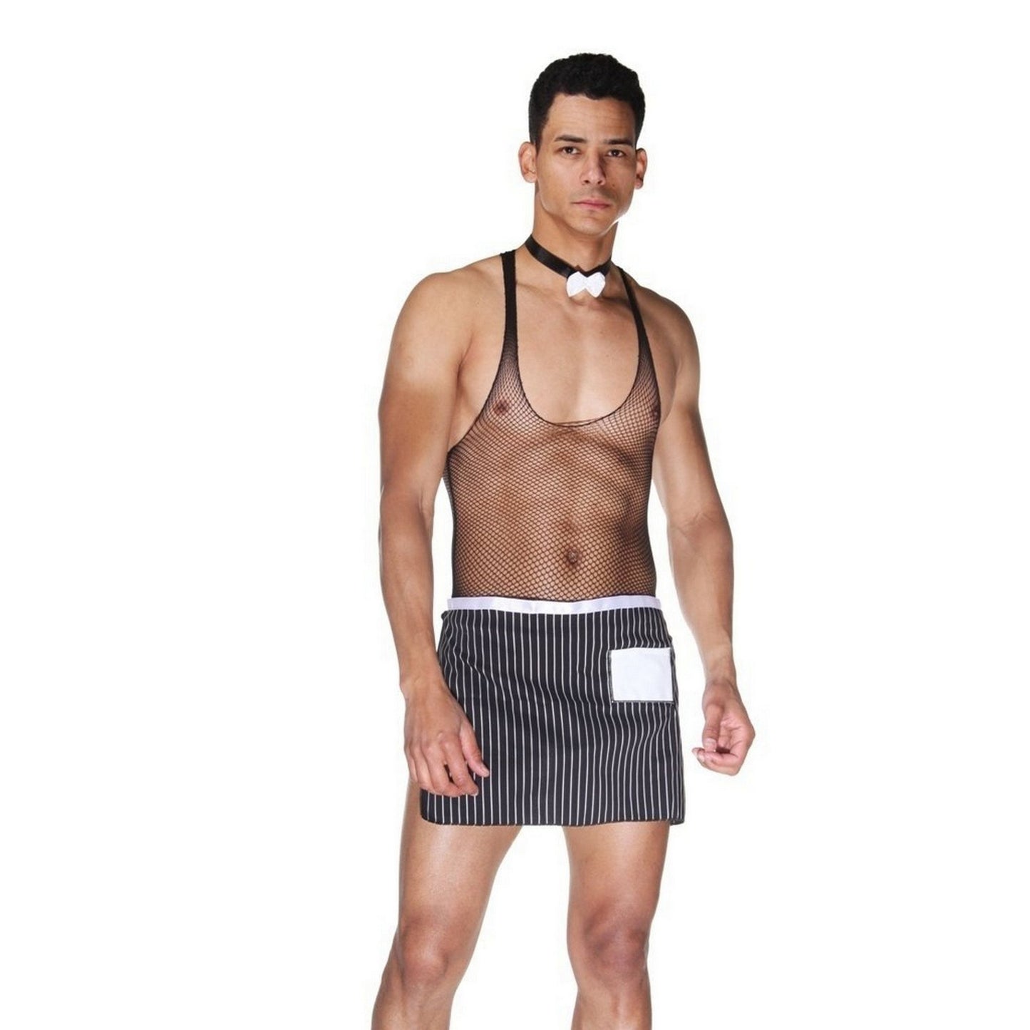 Butler Beefcake Waiter Costume - Men's Role Play Lingerie - Mens Transparent Open Back Sexy - Gay Man Costume Underwear