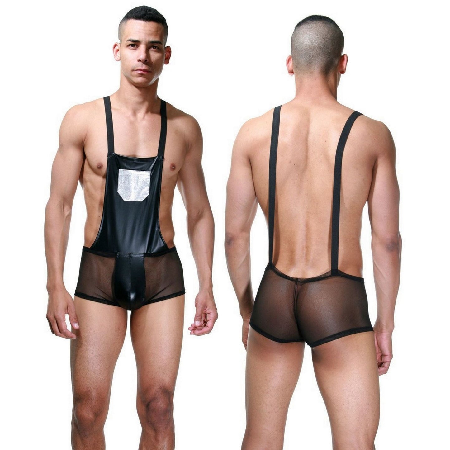 Men's Gardener Costume Role Play - Sexy Gay Man Underwear - See Through Lingerie Leather Look Tulle Shiny Fabric - Perfect Gift for Him