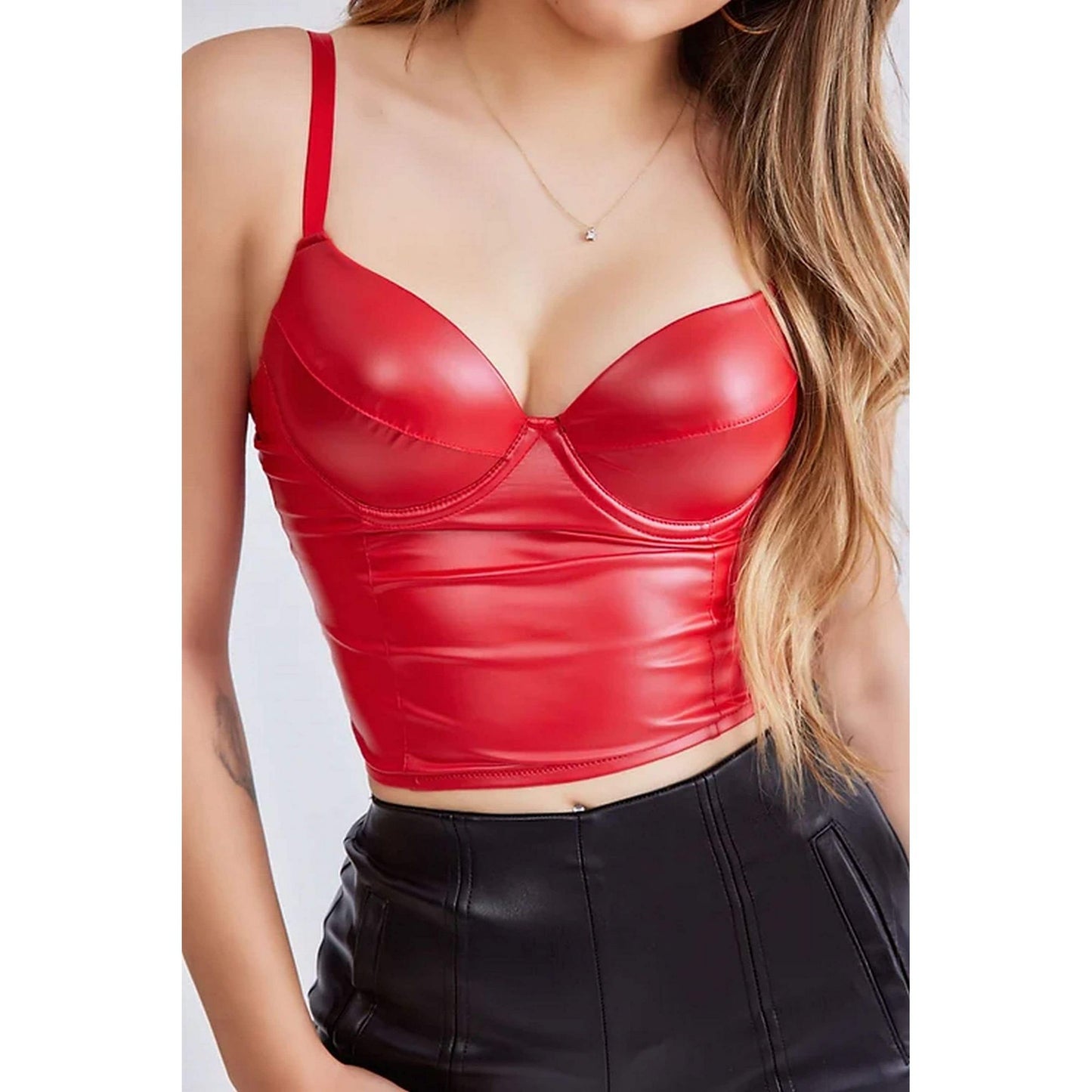 Push-Up Underwire Red Bustier - Open Back Soft Lycra Bustier Party Dress - Festival Clothing Costume Sequin Bustier Matte Red