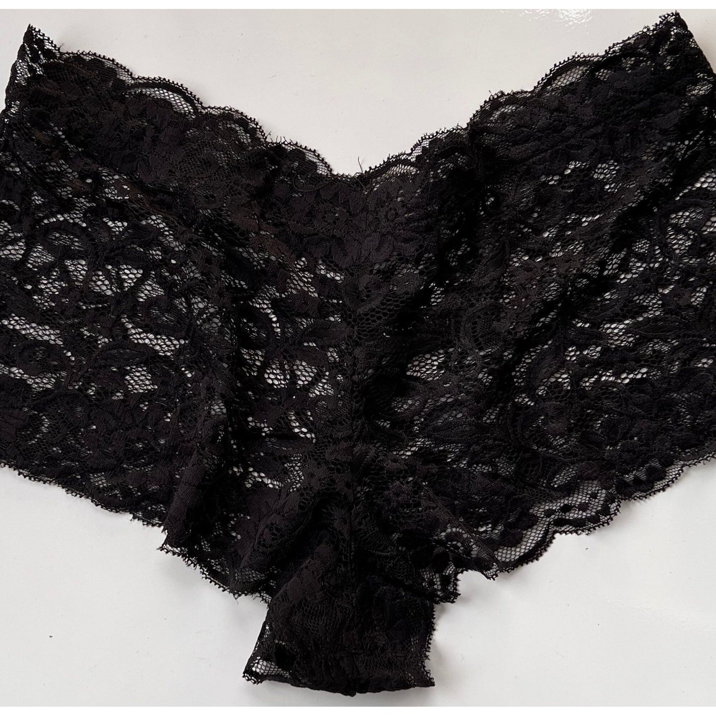 Brazilian Panty & Balconette Shelf Bra Set - Sexy Black Lace Brazilian Cut Short Panties, Demi Balconette Bra - Floral Design Sensual Lace