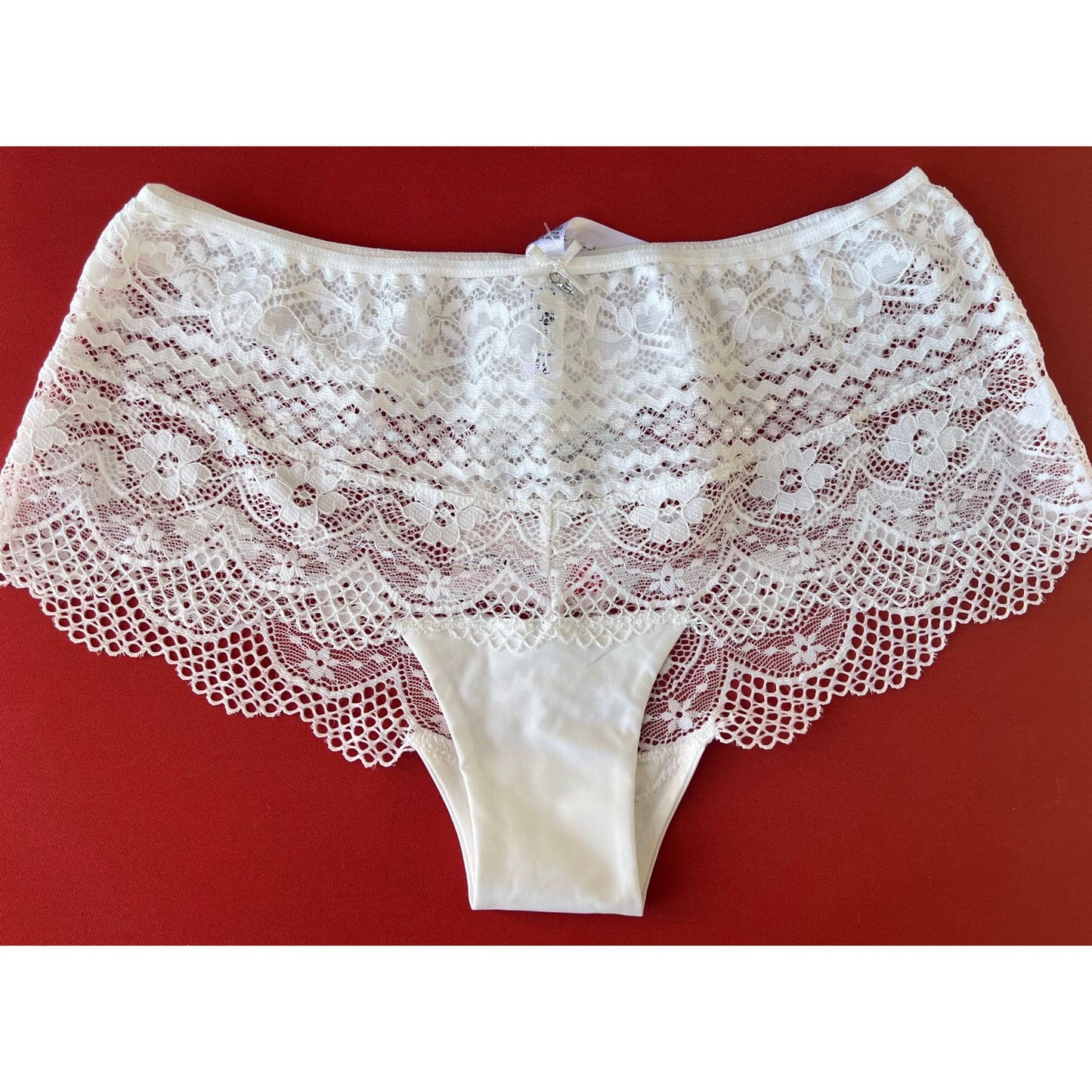 Lace Bridal Panties - Sheer Wedding Shorty Panty Medium Waist - 100% Cotton Inner Gusset - Women's Sexy Underwear Panty