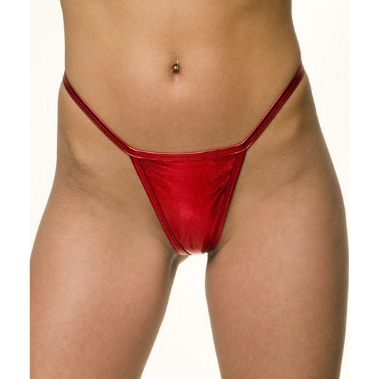 All Night Long Red Faux Leather Women’s Crystal-Embellished G-String Panties