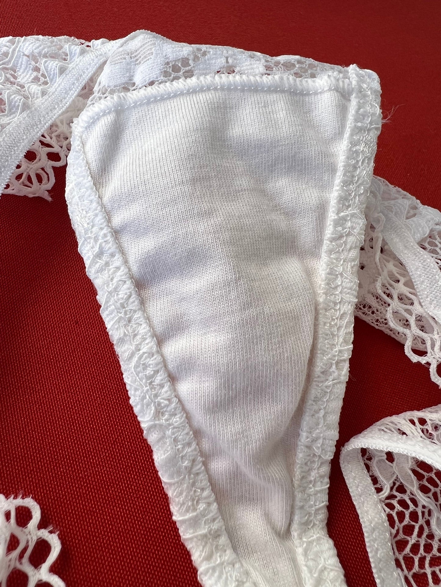 Bridal String Panties for Wedding Night • Bridal Lace Panties • Bridal Underwear • Semi-Sheer Lace Bridal Thong • Perfect Gift for Her